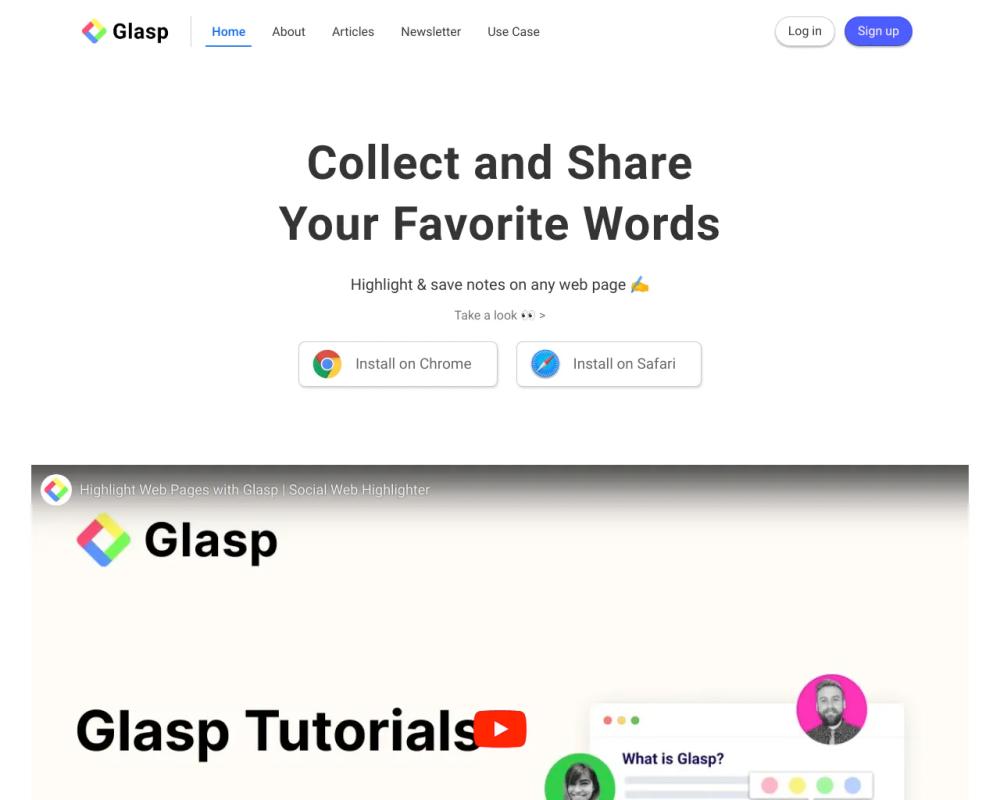 Glasp website screenshot Glasp website screenshot