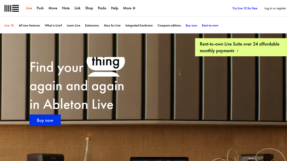 Ableton Live website screenshot Ableton Live website screenshot