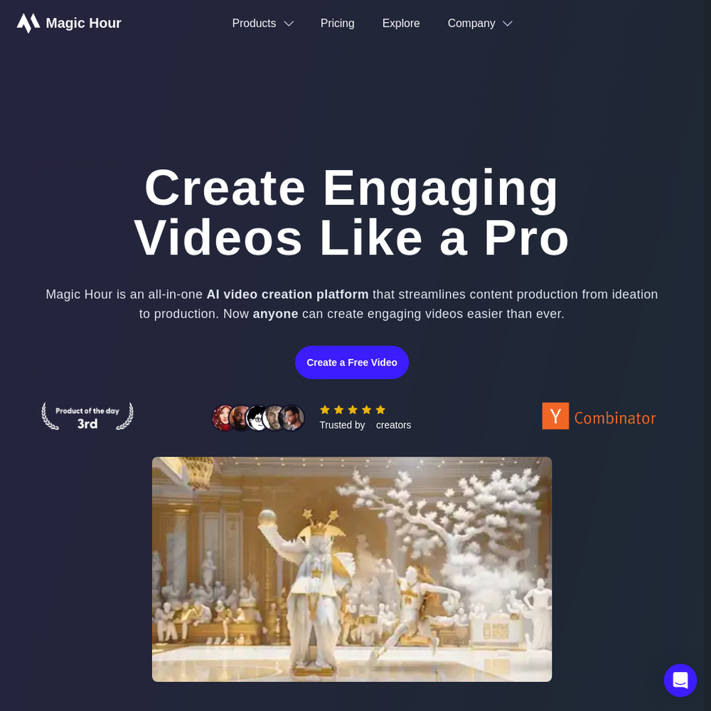 Magic Hour: Video Content Creation website screenshot Magic Hour: Video Content Creation website screenshot