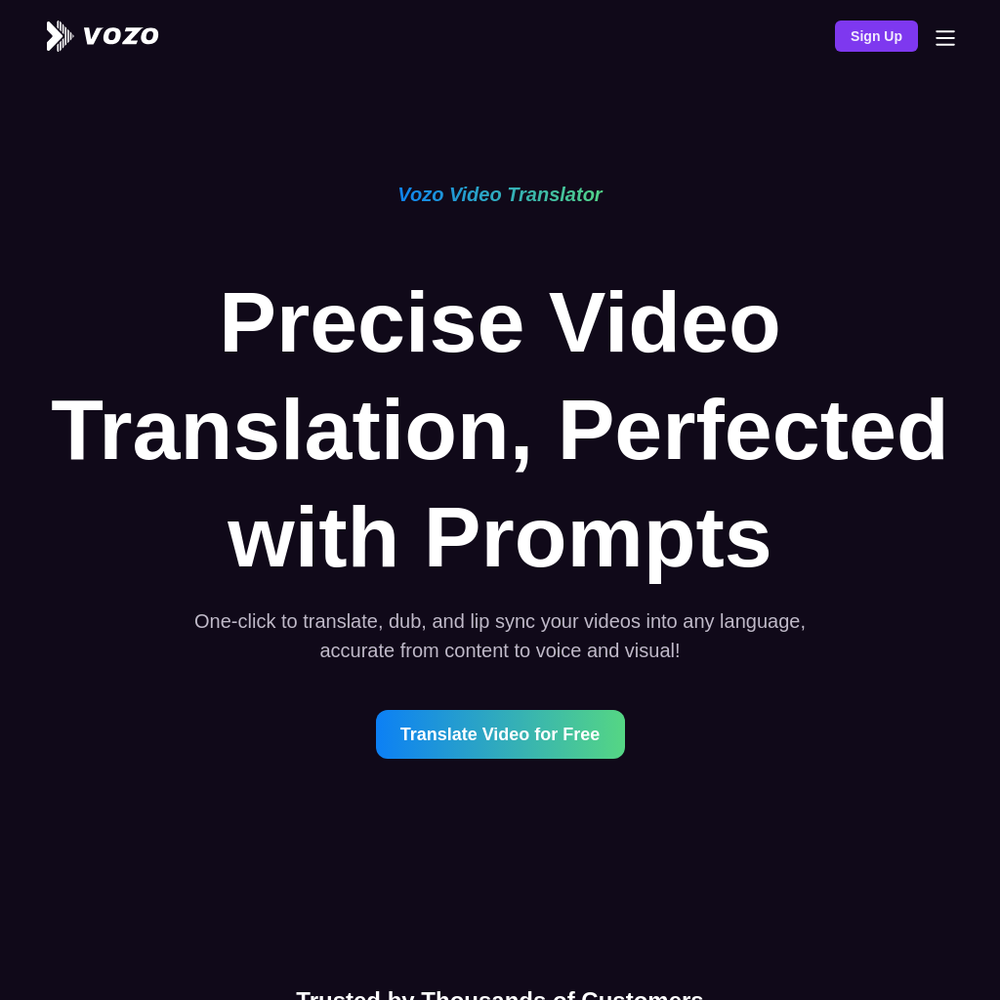 Vozo website screenshot Vozo website screenshot