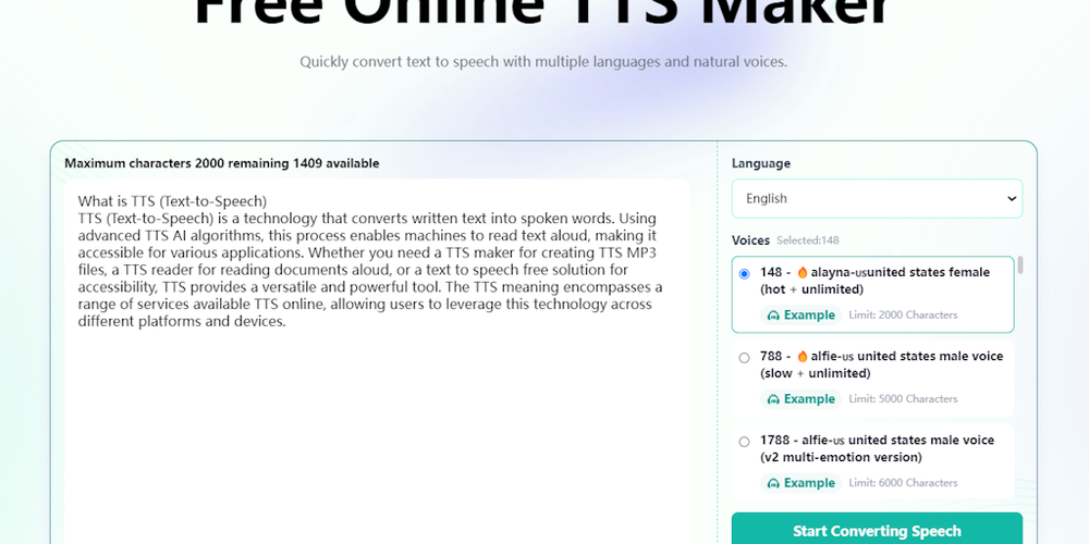 TTSynth.com website screenshot TTSynth.com website screenshot