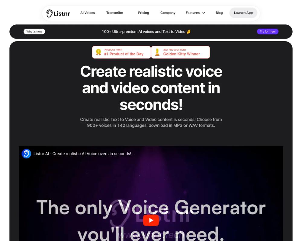Listnr 2.0 website screenshot Listnr 2.0 website screenshot