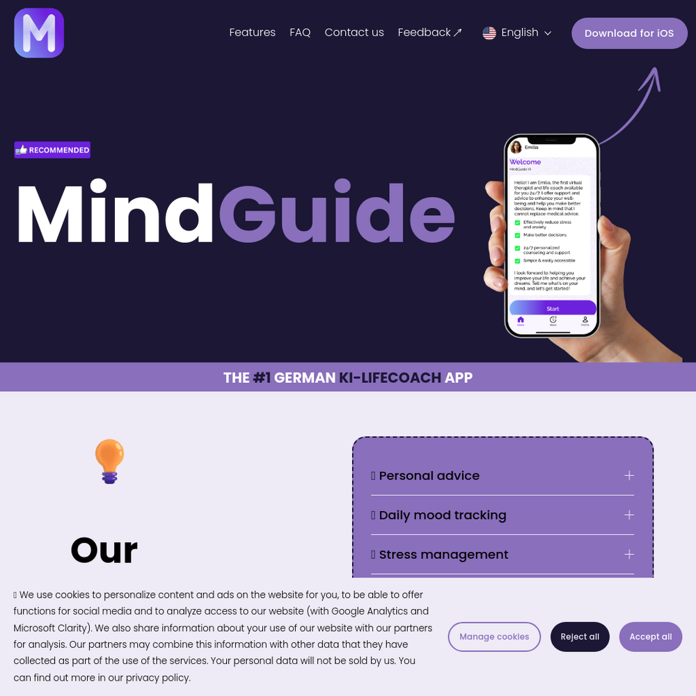 MindGuide website screenshot MindGuide website screenshot