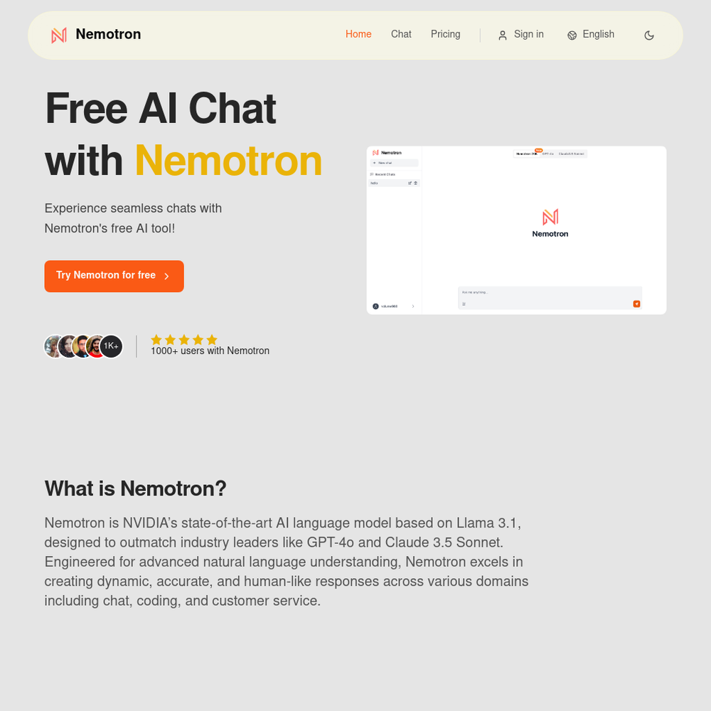 Nemotron website screenshot Nemotron website screenshot