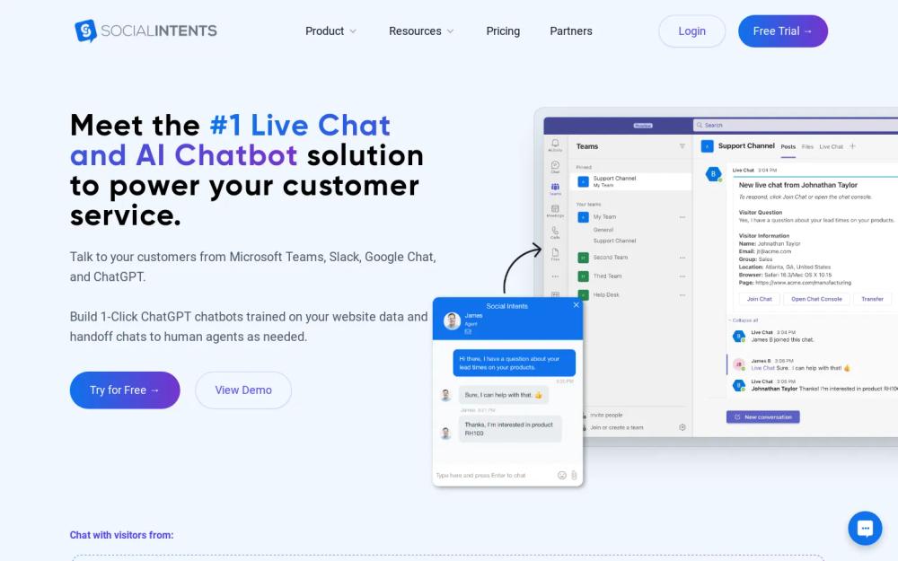 Social Intents website screenshot Social Intents website screenshot