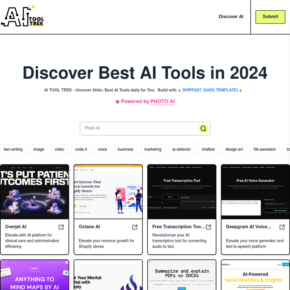 AI Tool Trek website screenshot AI Tool Trek website screenshot