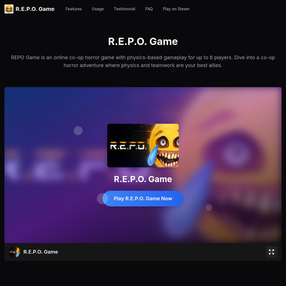 R.E.P.O. Game website screenshot R.E.P.O. Game website screenshot