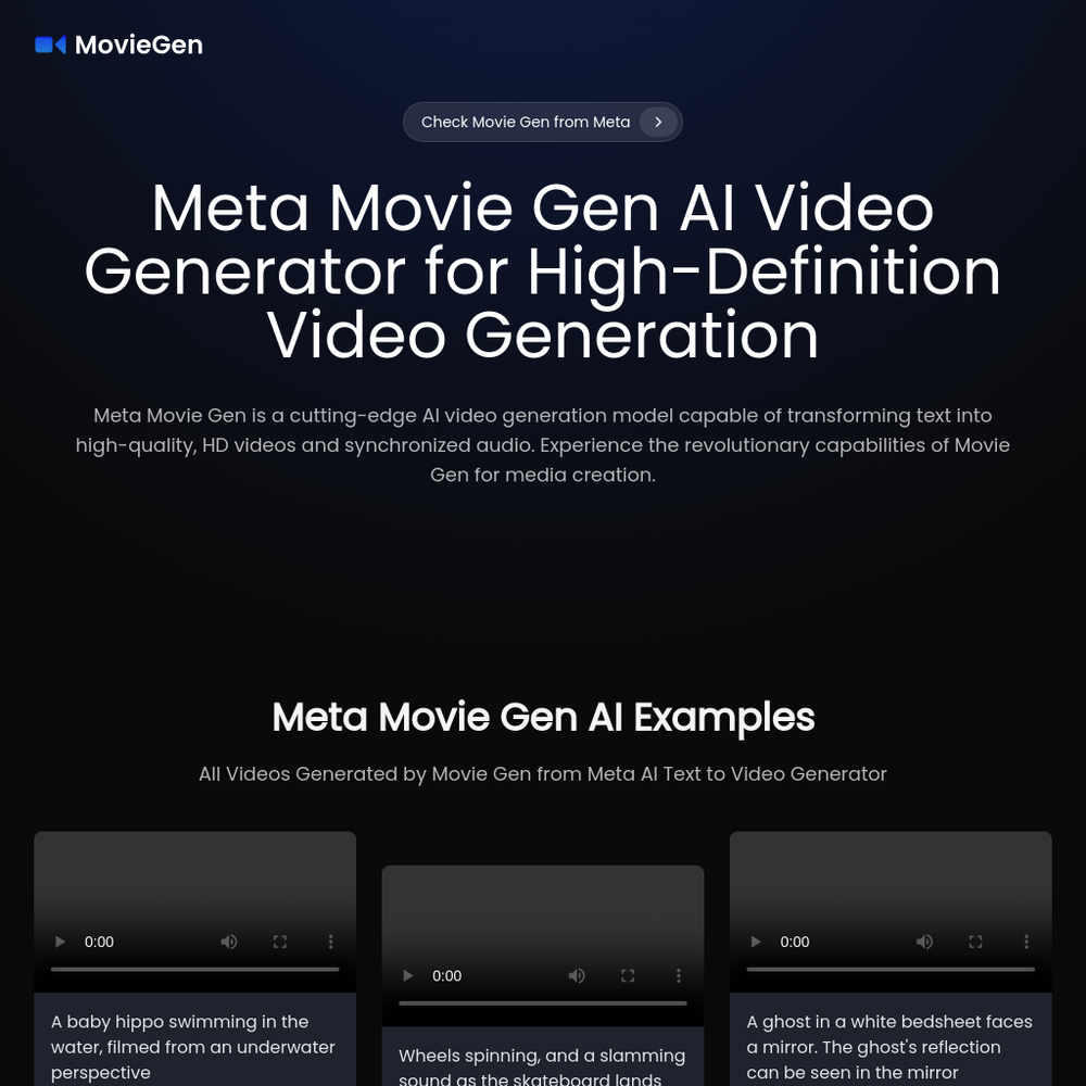 Meta Movie Gen website screenshot Meta Movie Gen website screenshot