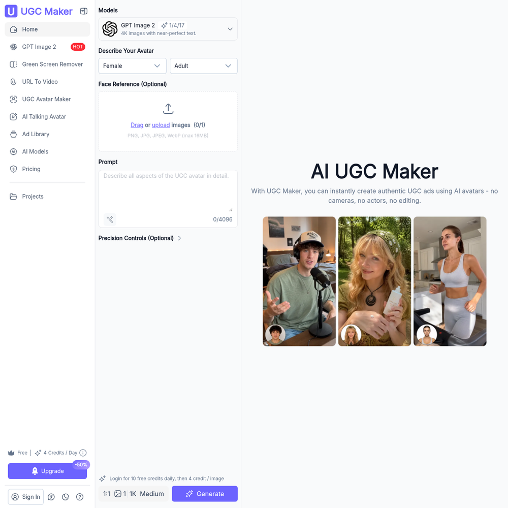 UGC Maker website screenshot UGC Maker website screenshot