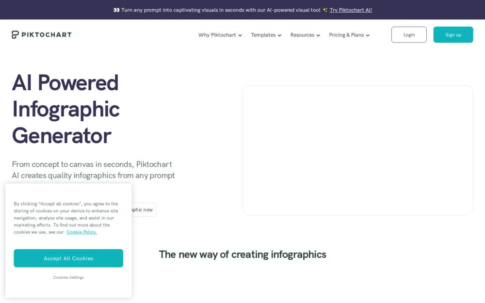 Piktochart website screenshot Piktochart website screenshot