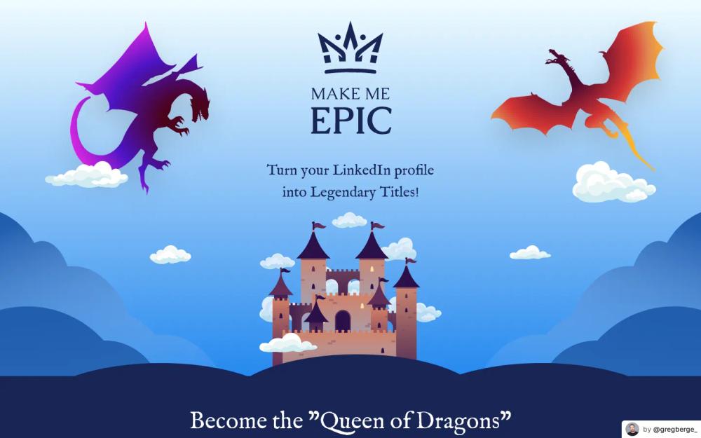 Make me Epic website screenshot Make me Epic website screenshot
