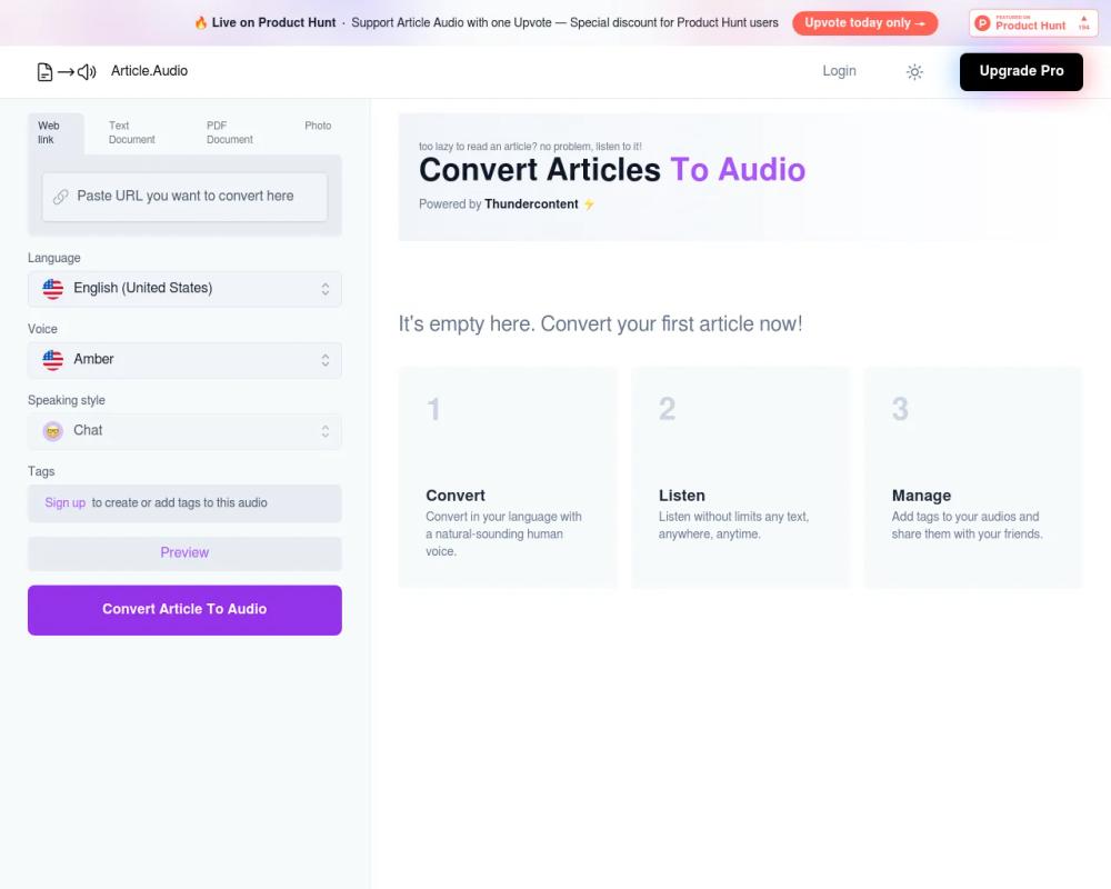 Article.Audio website screenshot Article.Audio website screenshot