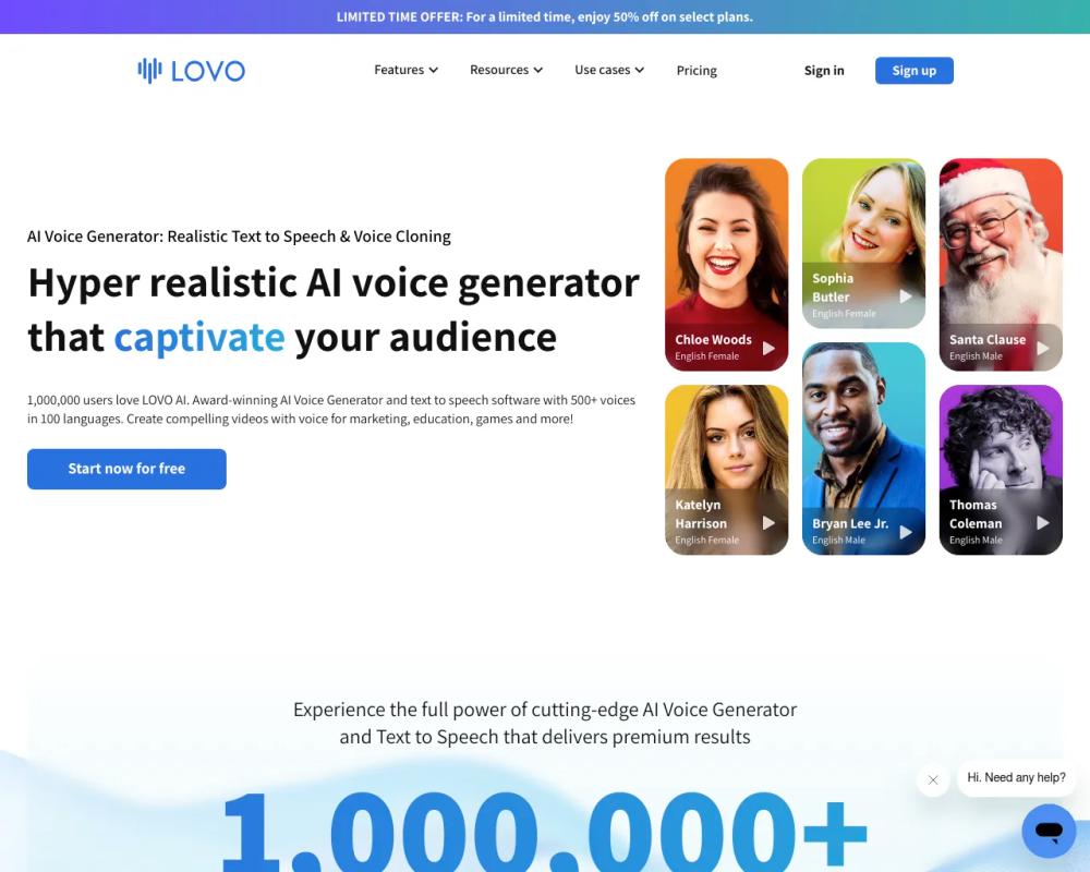Lovo website screenshot Lovo website screenshot