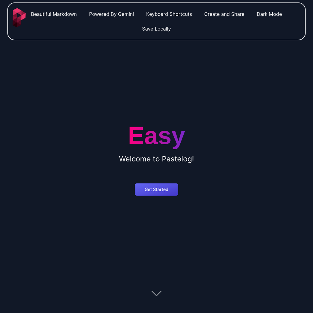 Pastelog website screenshot Pastelog website screenshot