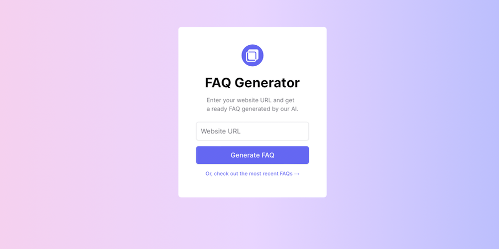 FAQ Generator website screenshot FAQ Generator website screenshot