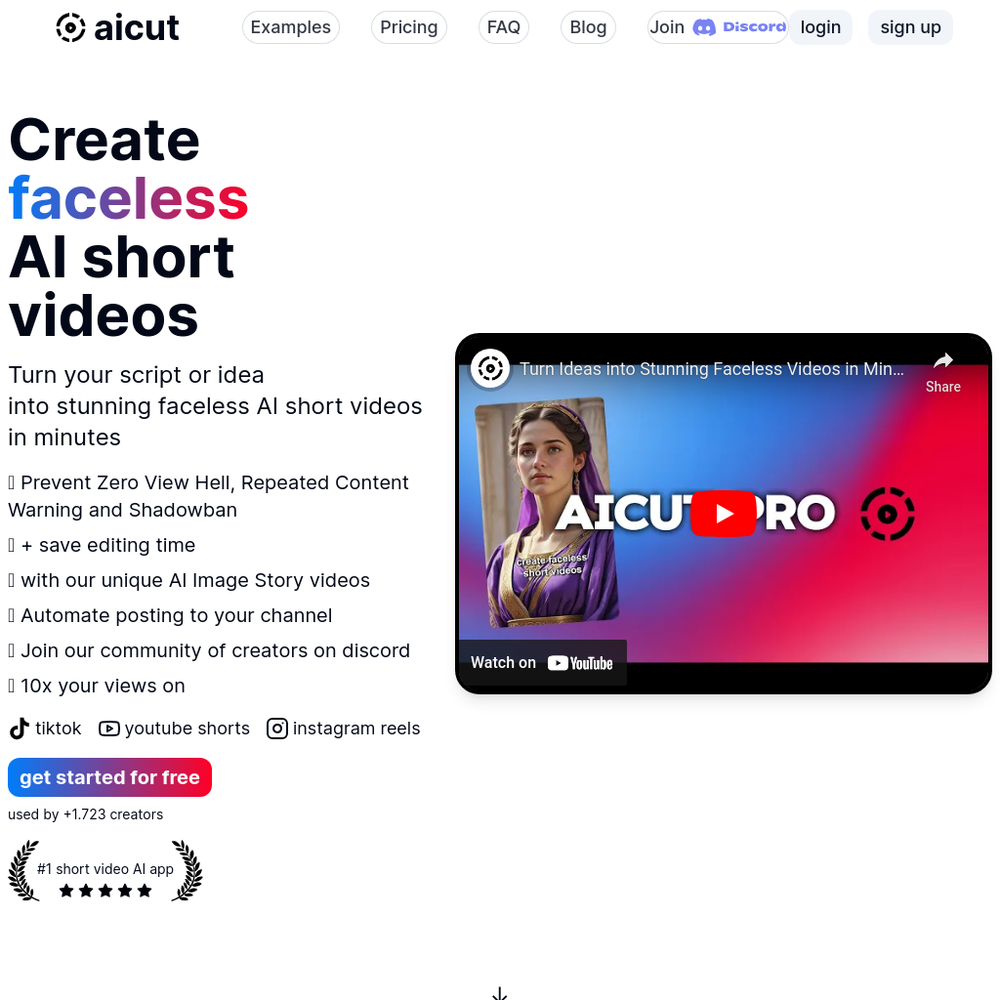AICut Pro website screenshot AICut Pro website screenshot