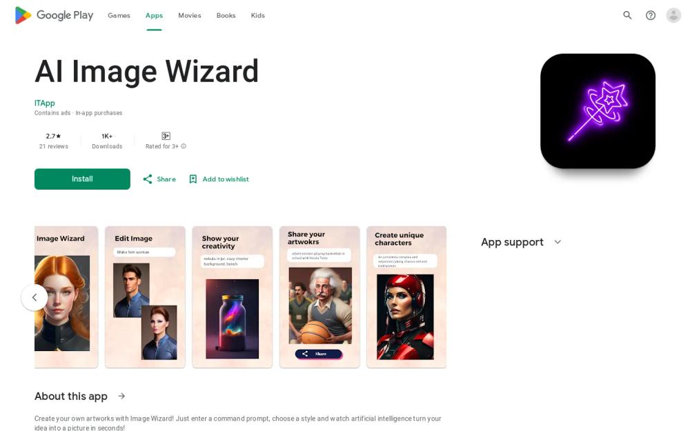 AI Image Wizard website screenshot AI Image Wizard website screenshot