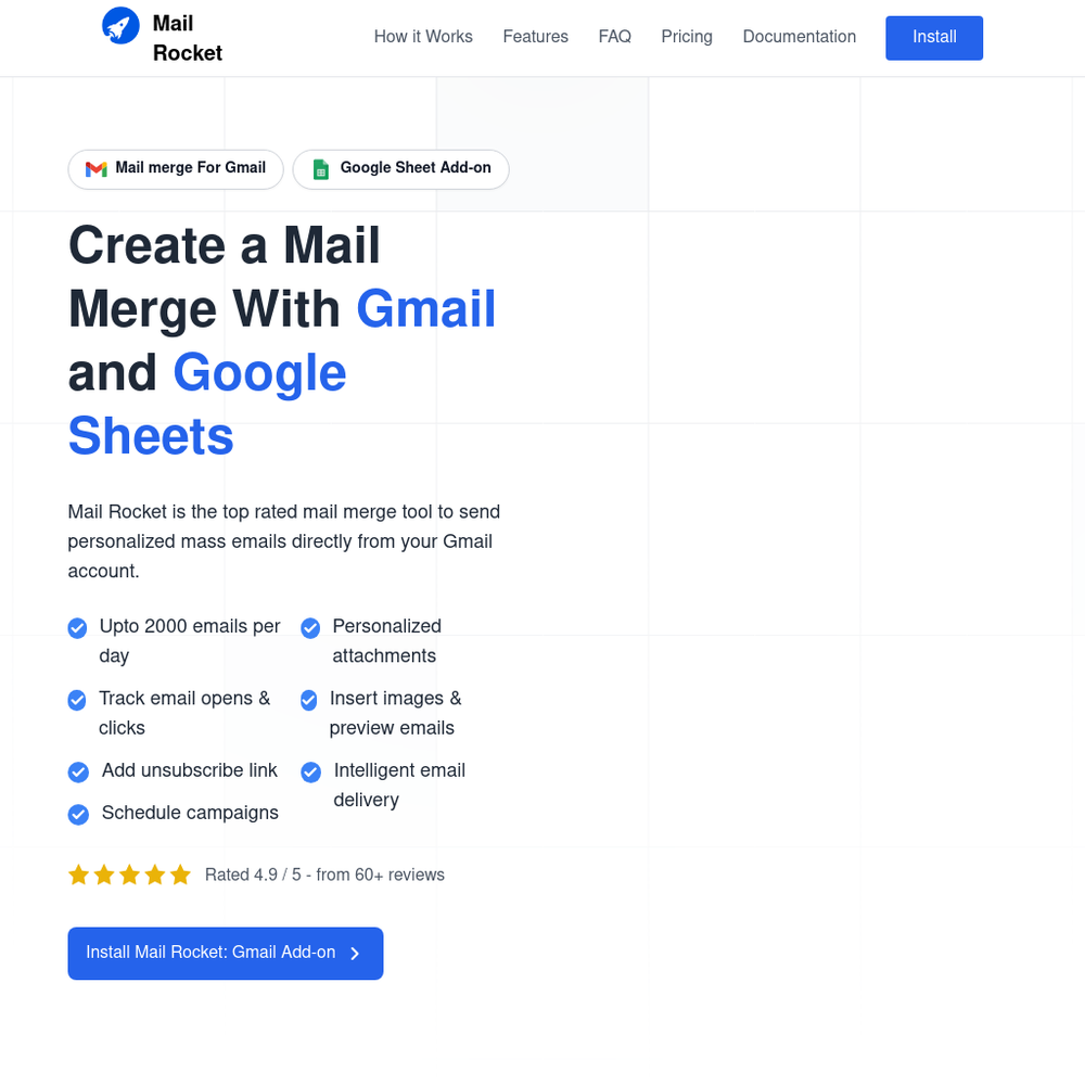 Mail Rocket website screenshot Mail Rocket website screenshot
