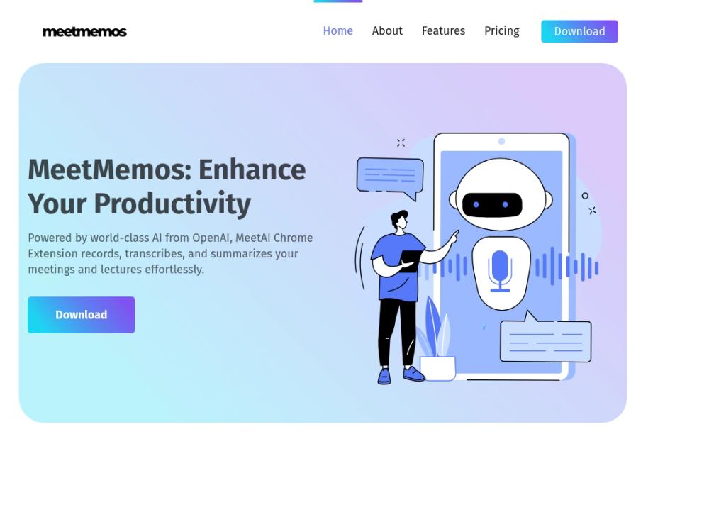 MeetMemos AI website screenshot MeetMemos AI website screenshot