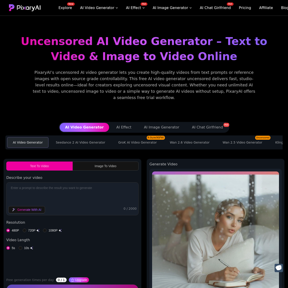 <PixaryAI> website screenshot <PixaryAI> website screenshot