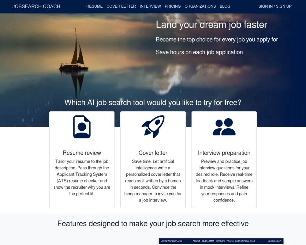 JobSearch.Coach website screenshot JobSearch.Coach website screenshot