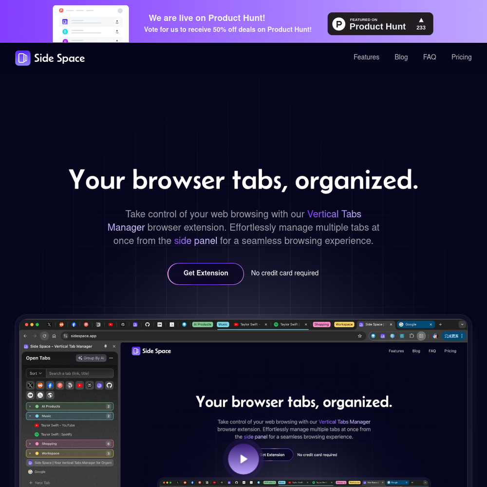 Side Space website screenshot Side Space website screenshot