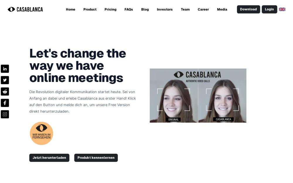 Casablanca website screenshot Casablanca website screenshot
