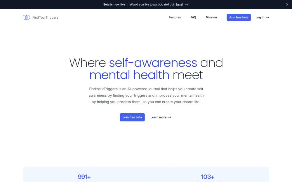FindYourTriggers website screenshot FindYourTriggers website screenshot