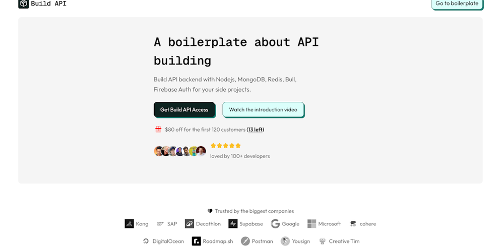 Build API website screenshot Build API website screenshot