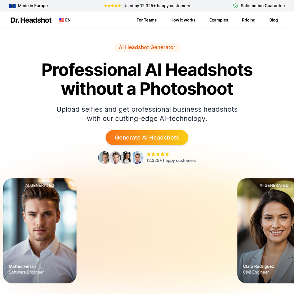 Dr. Headshot website screenshot Dr. Headshot website screenshot