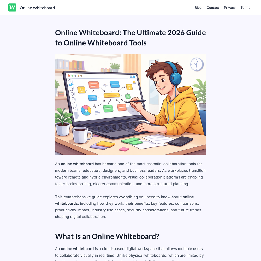 Online Whiteboard website screenshot Online Whiteboard website screenshot
