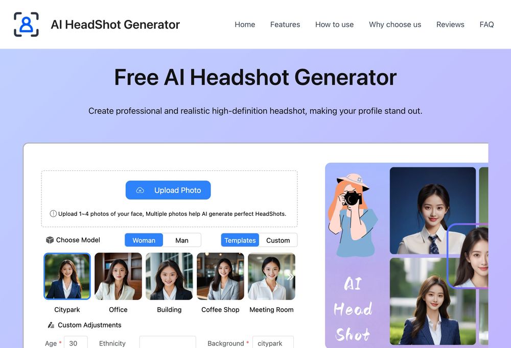 AI Headshot Generator website screenshot AI Headshot Generator website screenshot