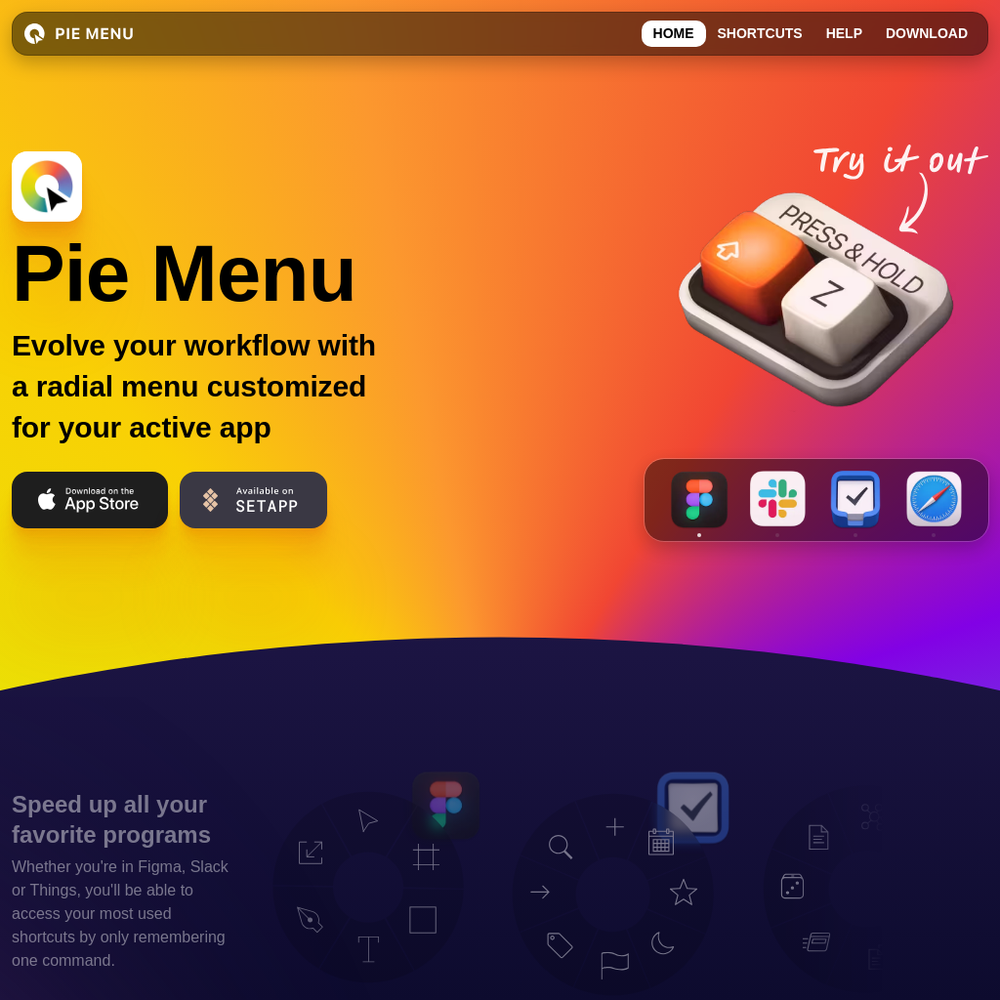 Pie Menu website screenshot Pie Menu website screenshot