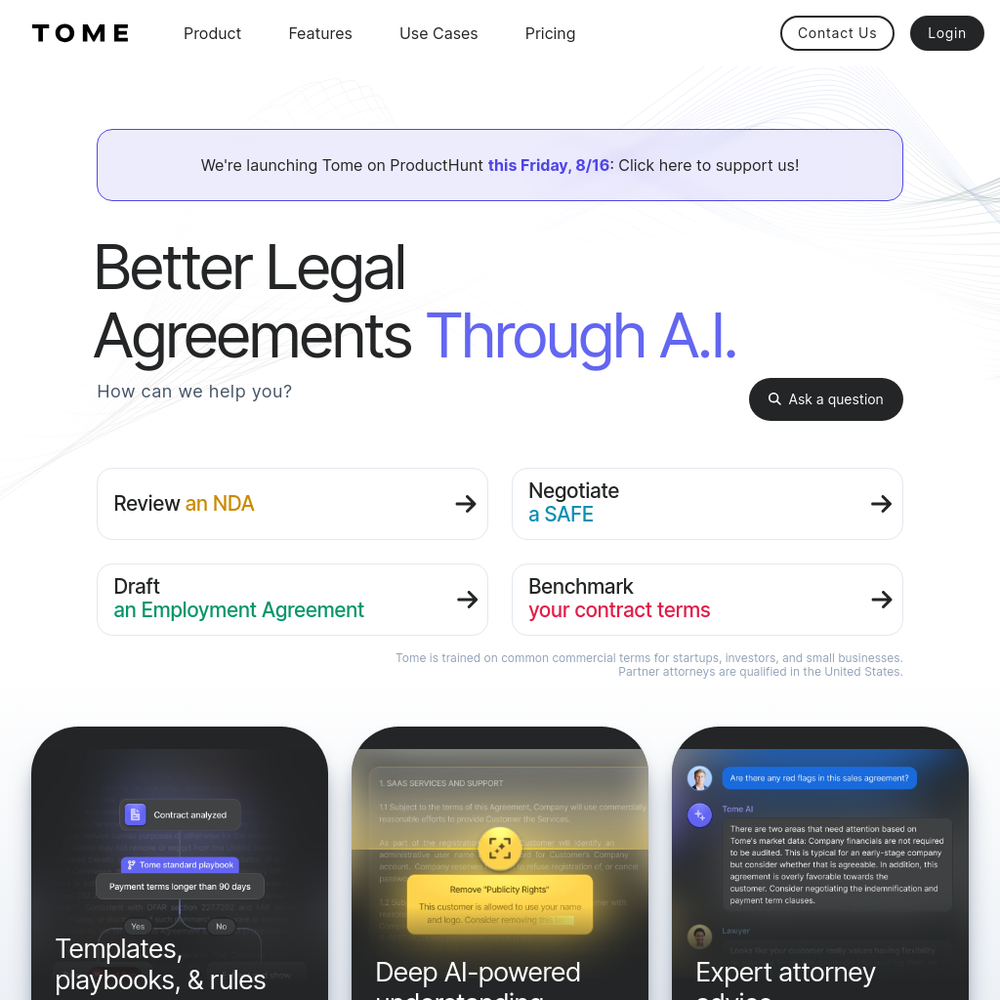 Tome website screenshot Tome website screenshot