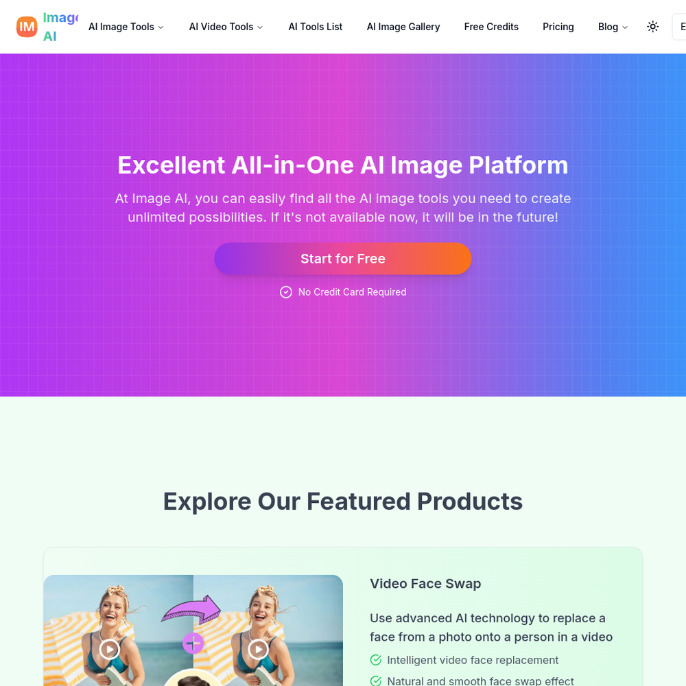 Image AI website screenshot Image AI website screenshot