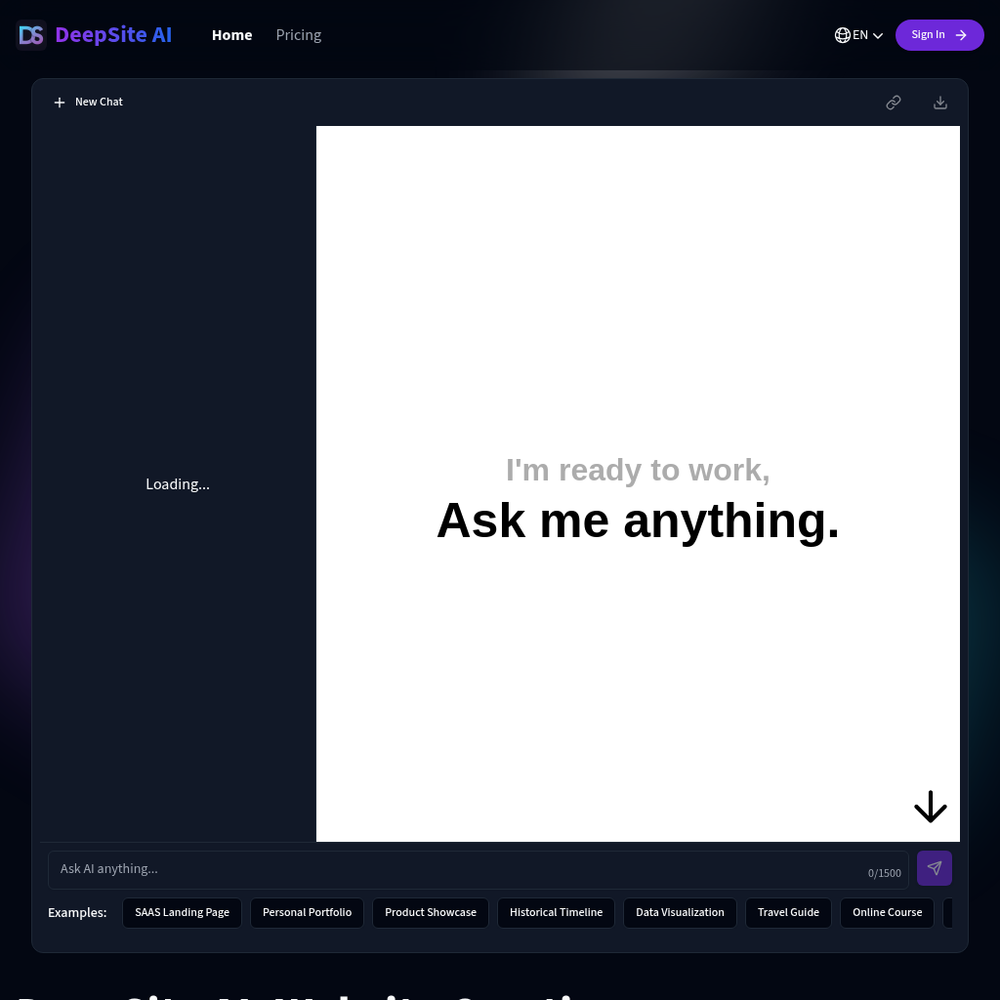 DeepSite AI website screenshot DeepSite AI website screenshot