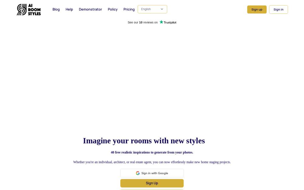 AI Room Styles website screenshot AI Room Styles website screenshot