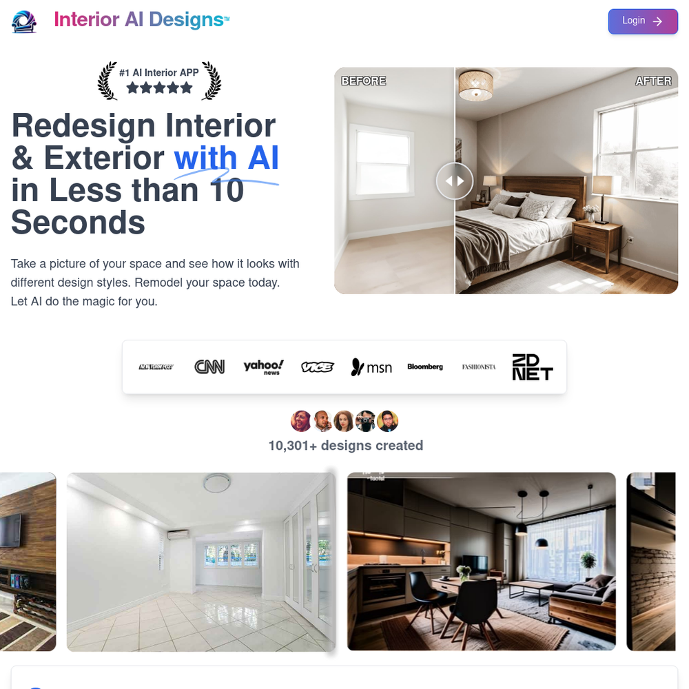 Interior AI Designs website screenshot Interior AI Designs website screenshot