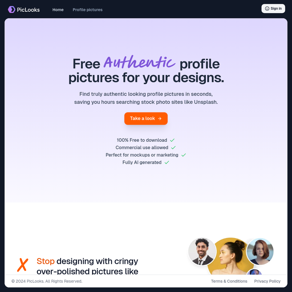 PicLooks website screenshot PicLooks website screenshot