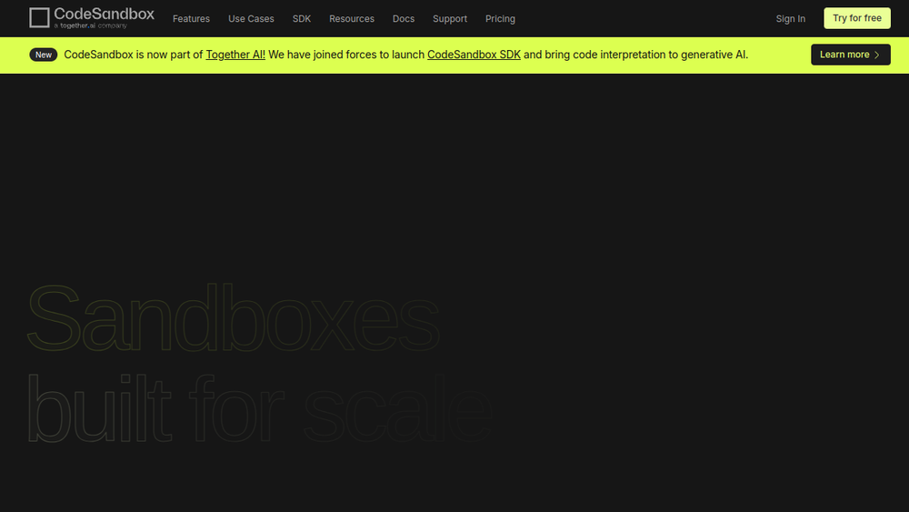 CodeSandbox website screenshot CodeSandbox website screenshot
