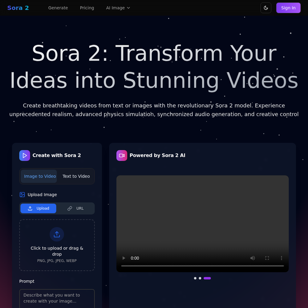 Sora 2 website screenshot Sora 2 website screenshot