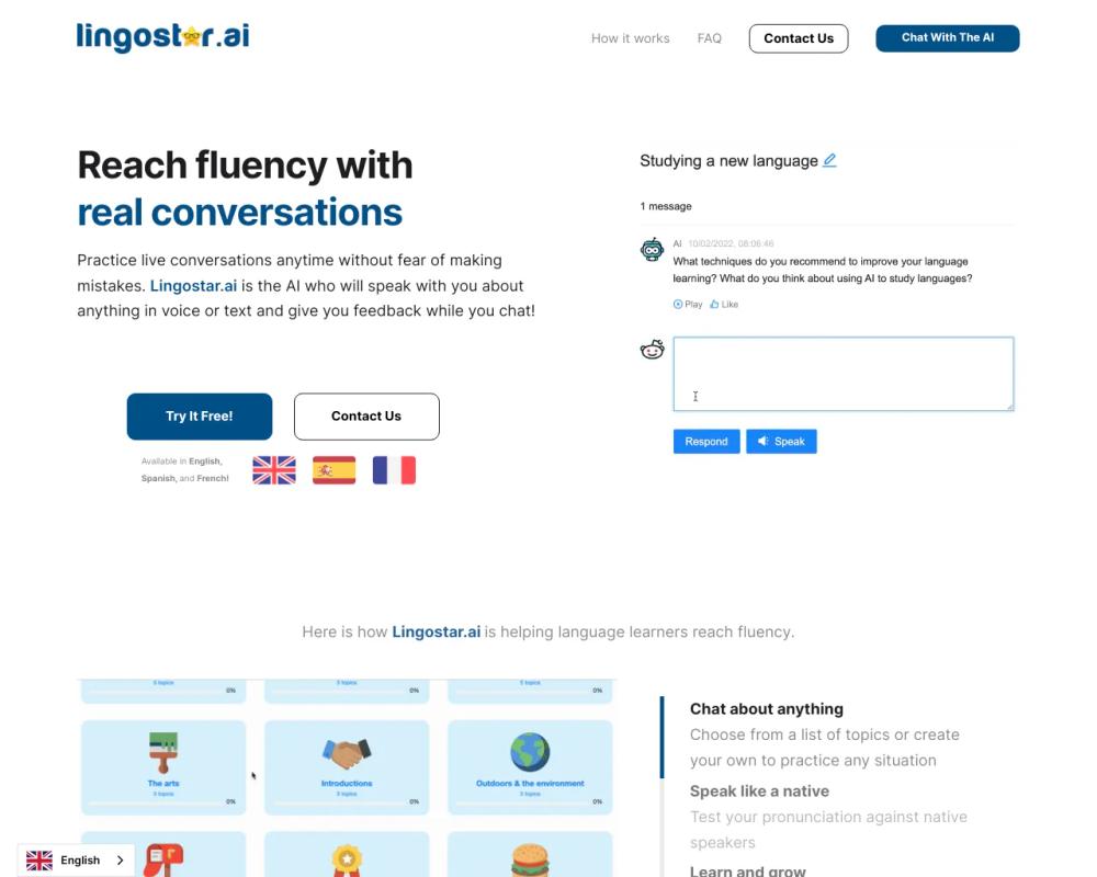 Lingostar website screenshot Lingostar website screenshot