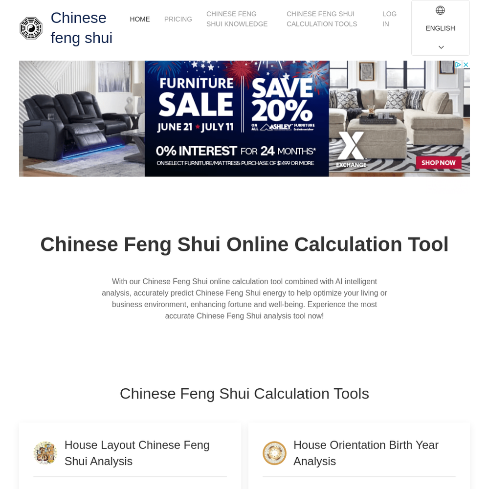 Chinese Feng Shui website screenshot Chinese Feng Shui website screenshot
