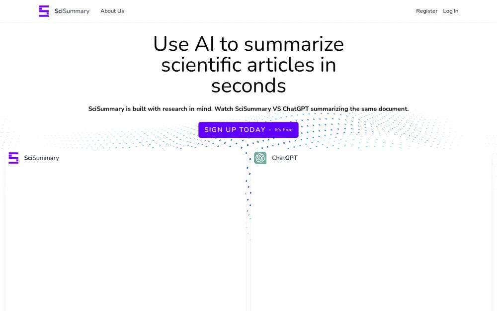Scisummary website screenshot Scisummary website screenshot
