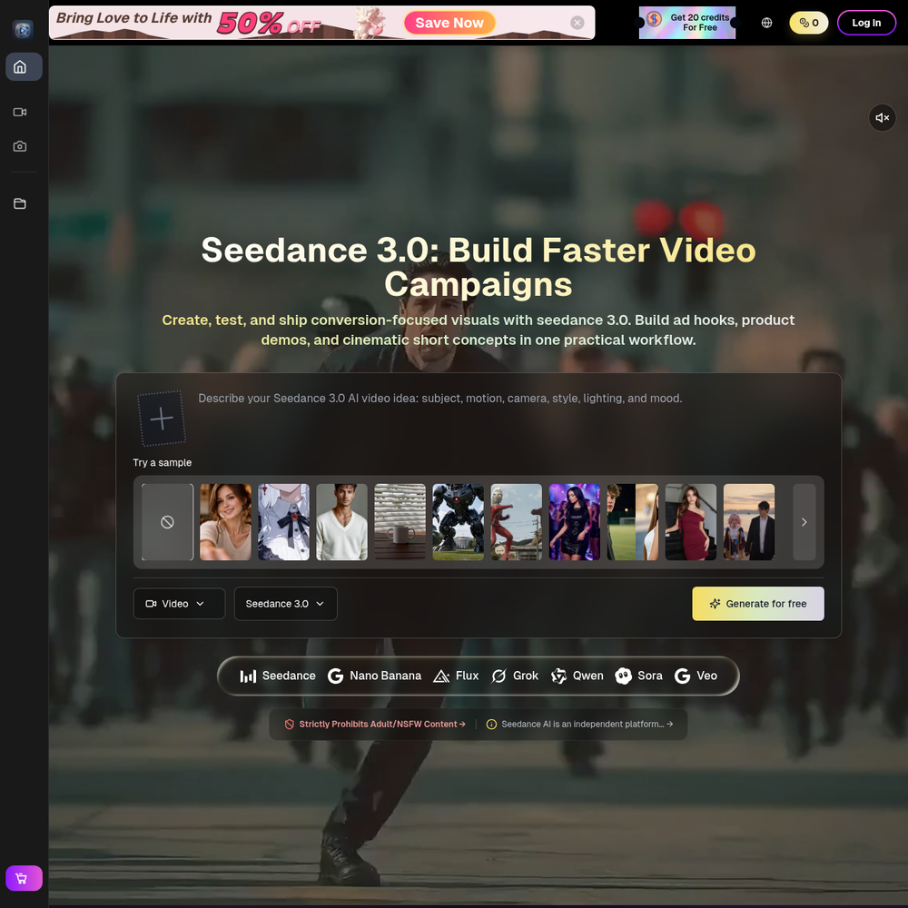 Seedance AI 3.0 website screenshot Seedance AI 3.0 website screenshot