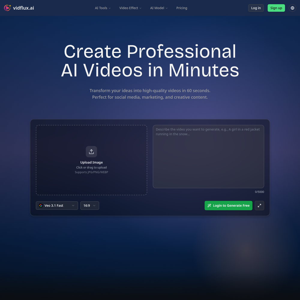 VidFlux AI website screenshot VidFlux AI website screenshot