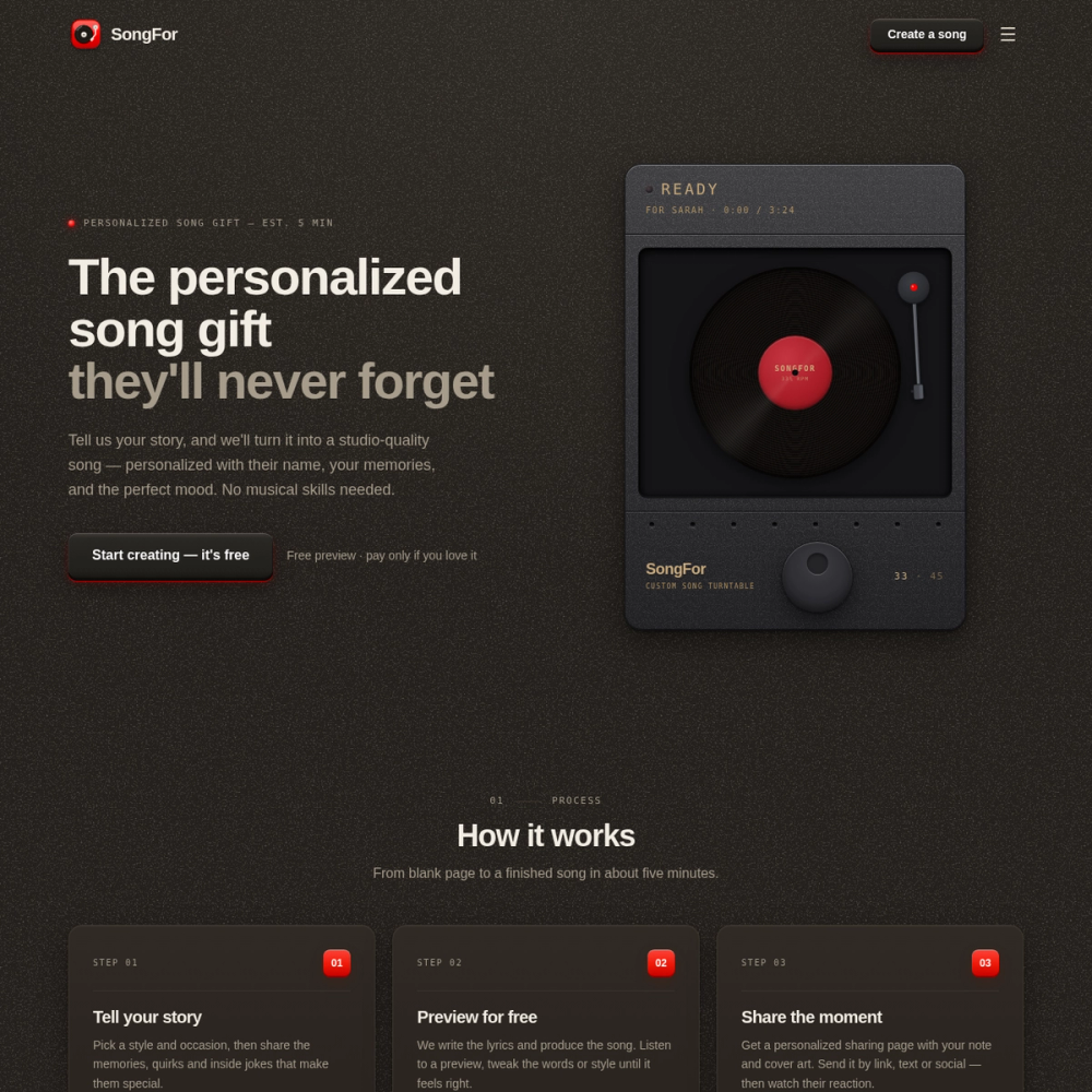 SongFor AI website screenshot SongFor AI website screenshot