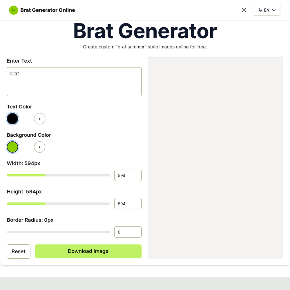 Brat Generator website screenshot Brat Generator website screenshot
