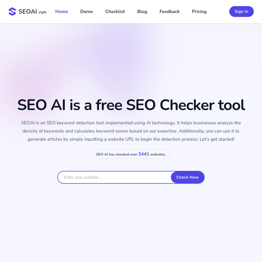 SEO AI website screenshot SEO AI website screenshot