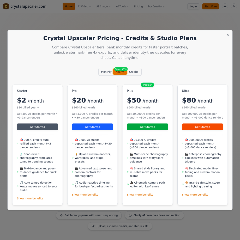 Crystal Upscaler website screenshot Crystal Upscaler website screenshot